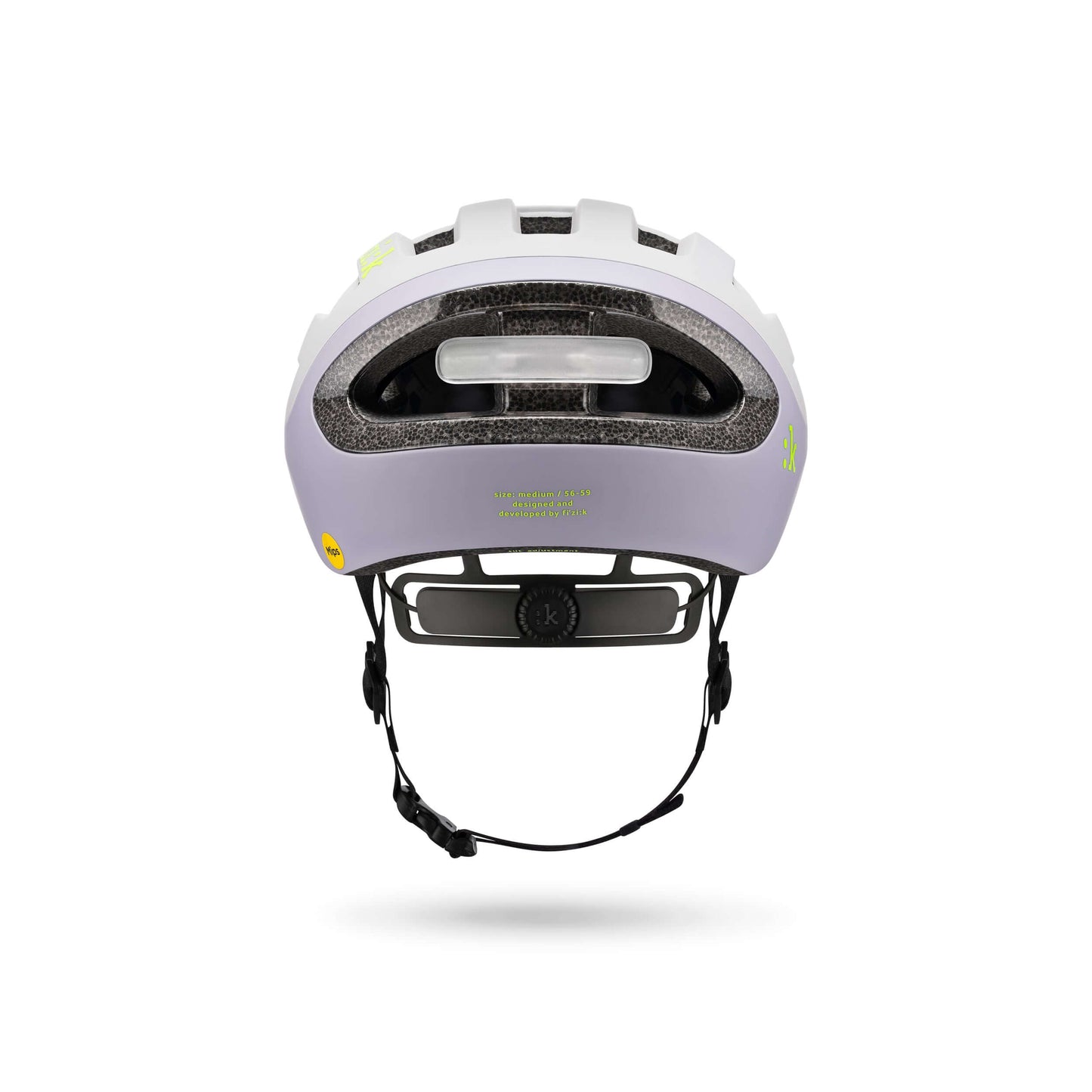 Kask Rowerowy FIZIK Kyros Lavender z doskonałą wentylacją i bezpieczeństwem dla kolarzy, widok z tyłu.