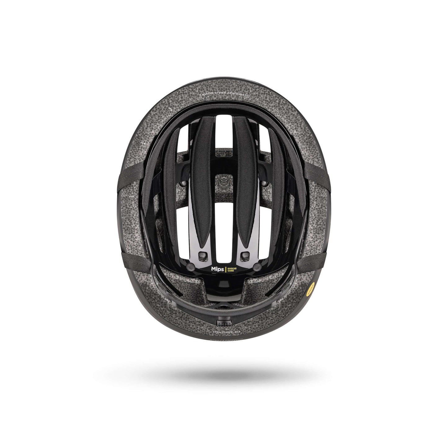 Kask rowerowy FIZIK Kyros Black - widok z góry, zapewniający bezpieczeństwo i aerodynamikę.