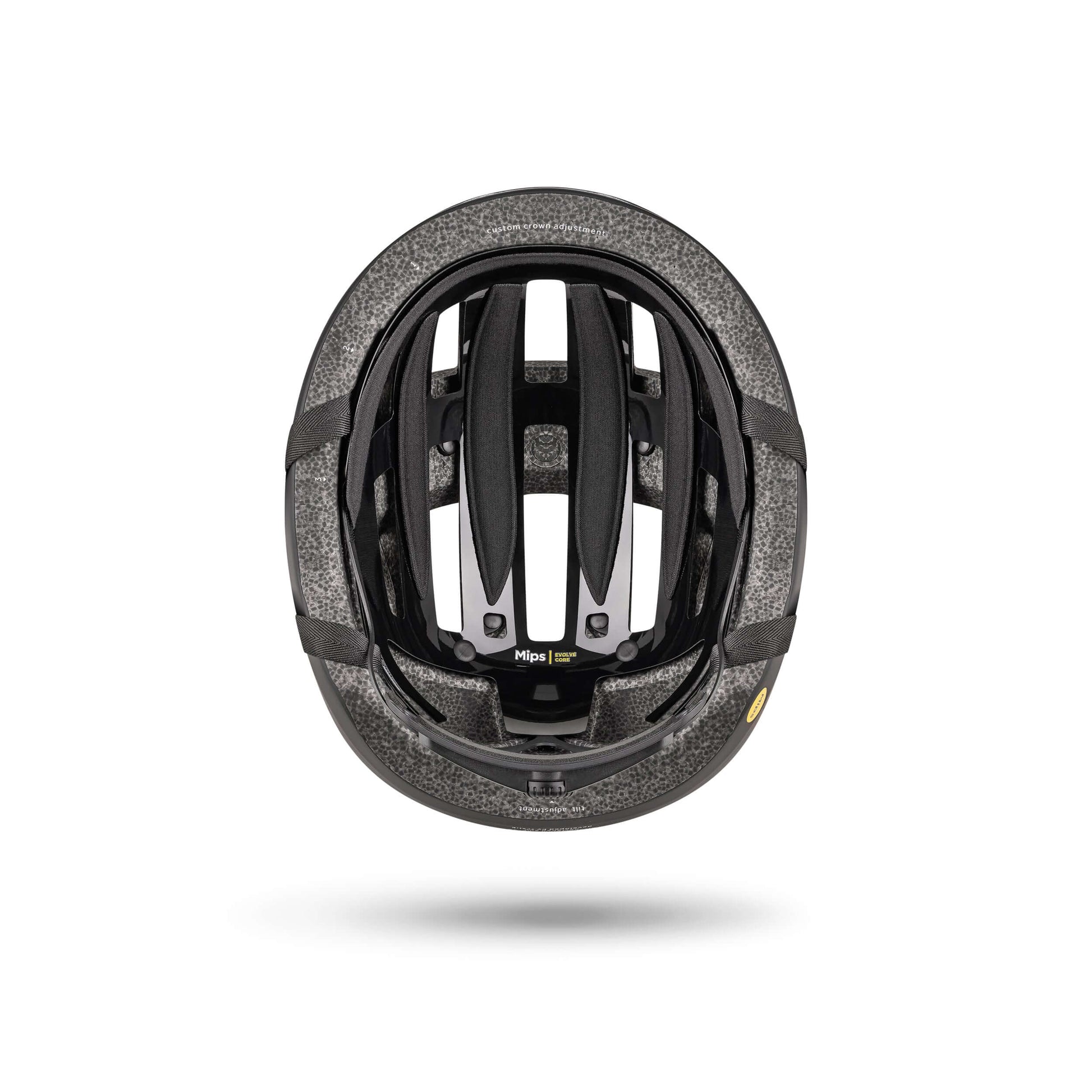 Kask rowerowy FIZIK Kyros Black - widok z góry, zapewniający bezpieczeństwo i aerodynamikę.