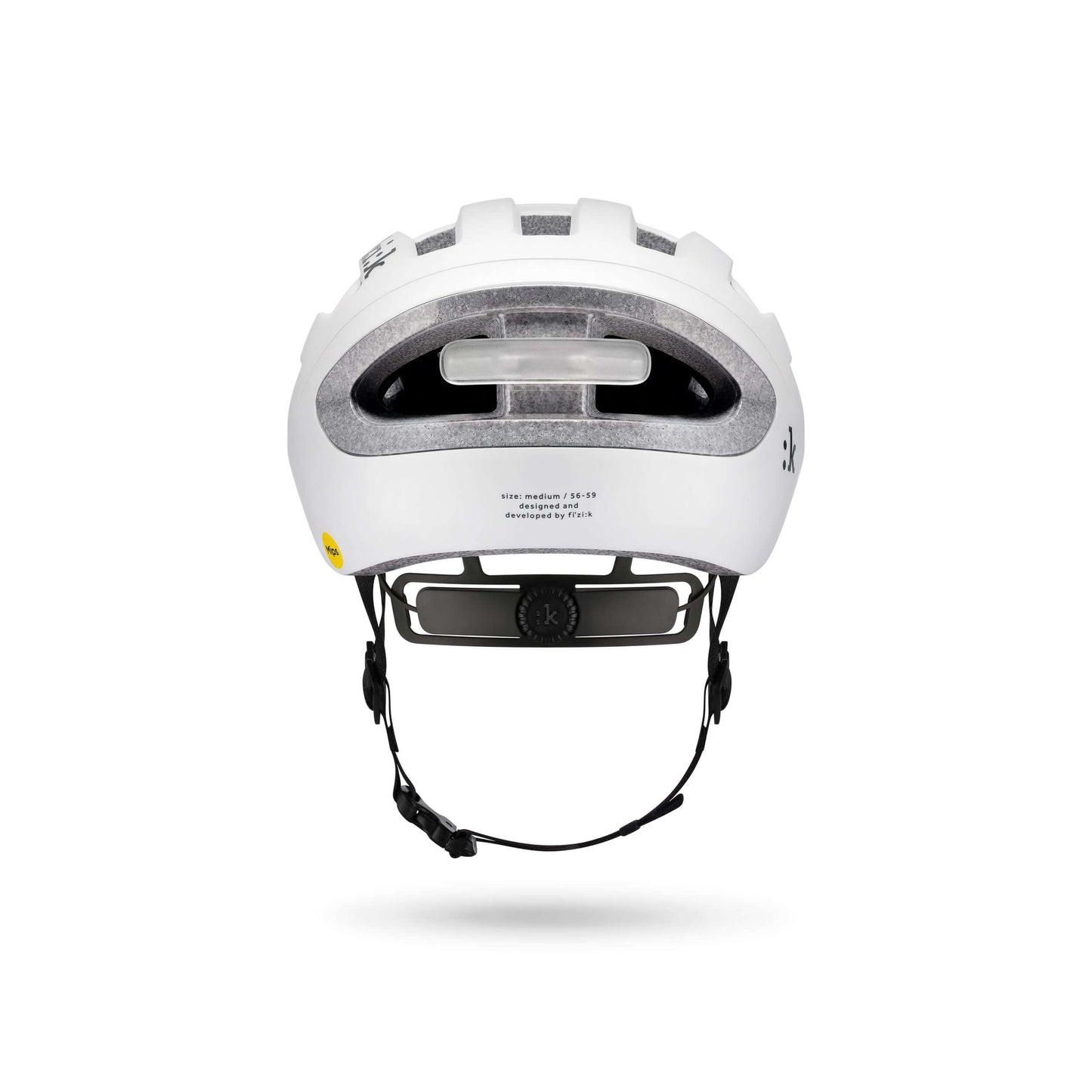 Kask Rowerowy FIZIK Kyros White - widok z tyłu z systemem wentylacyjnym i regulacją rozmiaru.