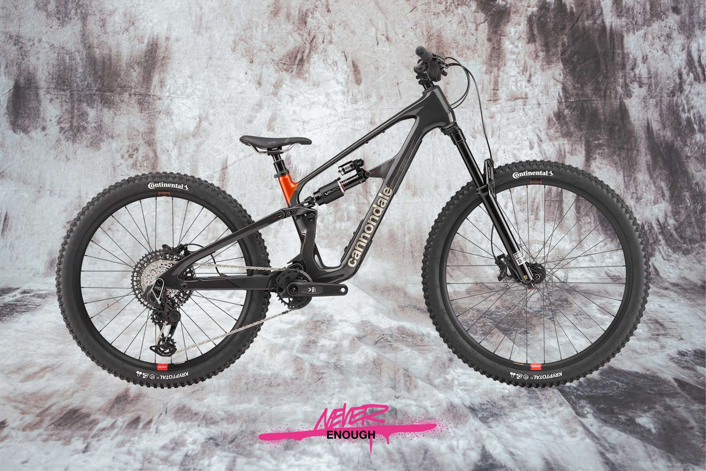 Cannondale Bad Habit 1 RAW mountain bike with carbon frame and plus tires for ultimate traction.