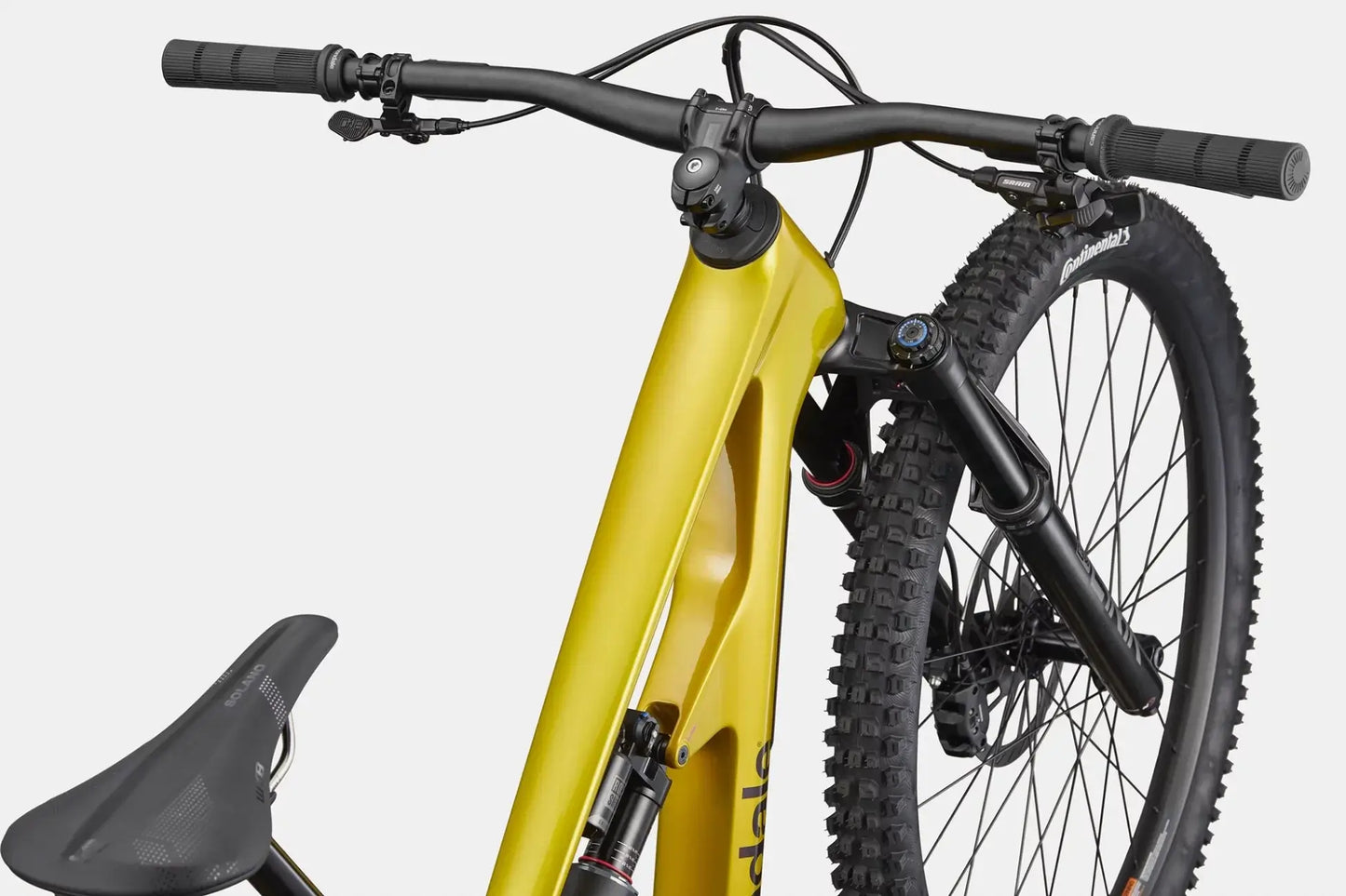 Cannondale Bad Habit 2 PYW bike handlebars and frame detail showcasing advanced suspension design.