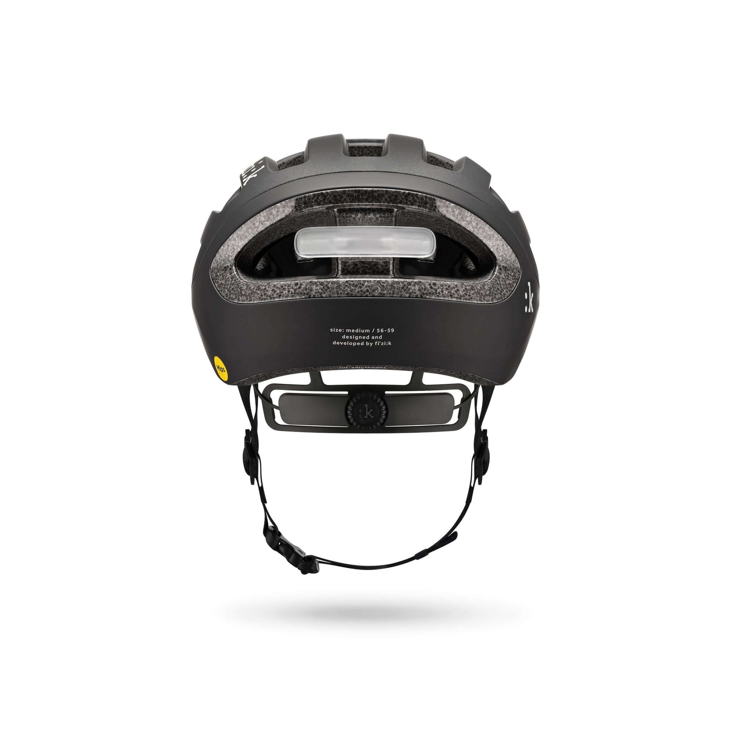 Kask rowerowy FIZIK Kyros Black - widok z tyłu, idealny do treningów i wyścigów.