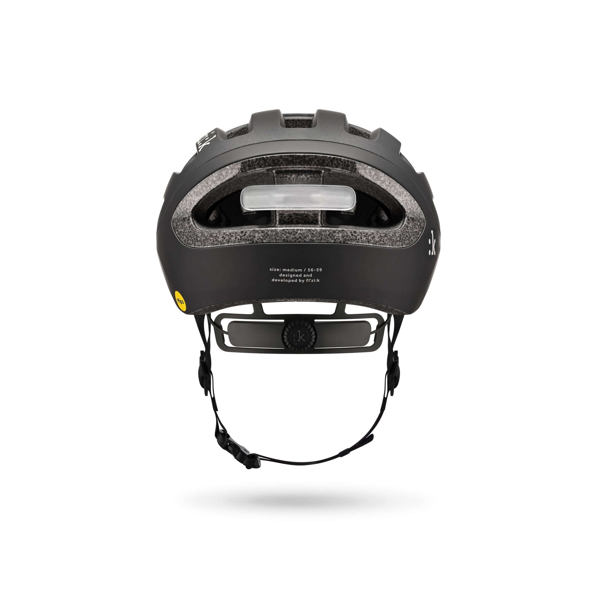 Kask rowerowy FIZIK Kyros Black - widok z tyłu, idealny do treningów i wyścigów.