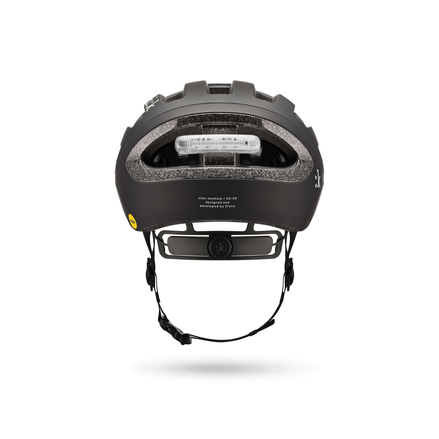 Kask rowerowy FIZIK Kyros Black - widok z góry, z doskonałą wentylacją i aerodynamicznym profilem.