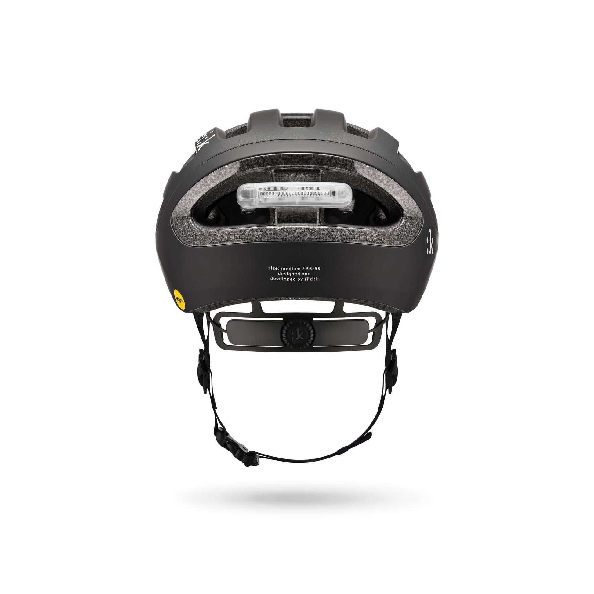 Kask rowerowy FIZIK Kyros Black - widok z góry, z doskonałą wentylacją i aerodynamicznym profilem.