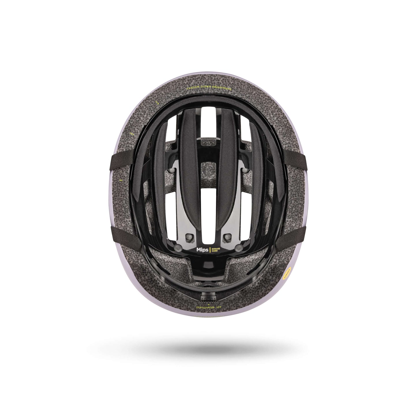 Kask Rowerowy FIZIK Kyros Lavender widok od wewnątrz z systemem MIPS i wentylacją.
