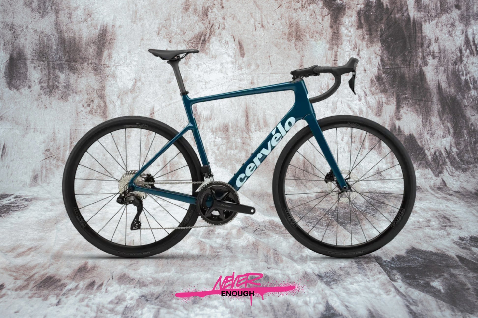 Cervelo Caledonia 105 Di2 Nightshift bicycle displayed on a textured background.