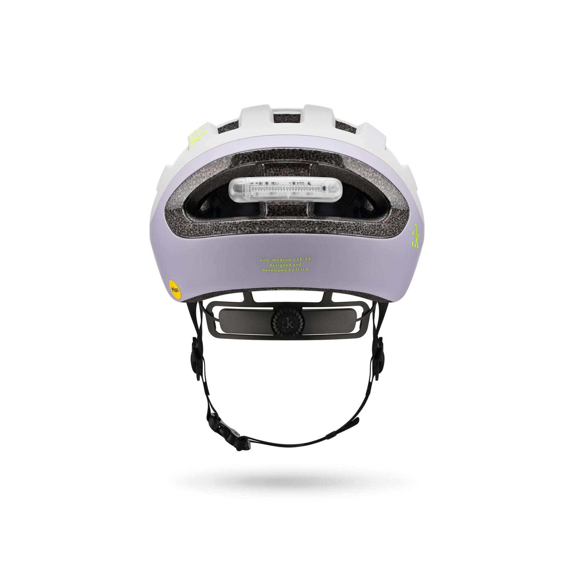 Kask Rowerowy FIZIK Kyros Lavender widok z tyłu, z doskonałą wentylacją i aerodynamicznym profilem.